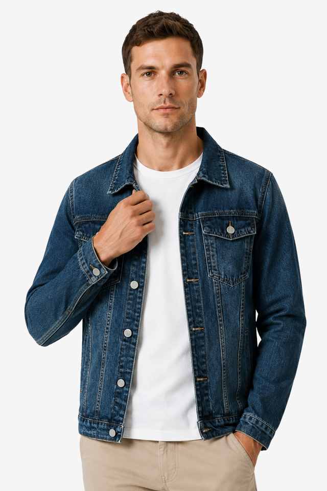 VALERIQUE | Homme Veste en denim coupe ajustée style décontracté