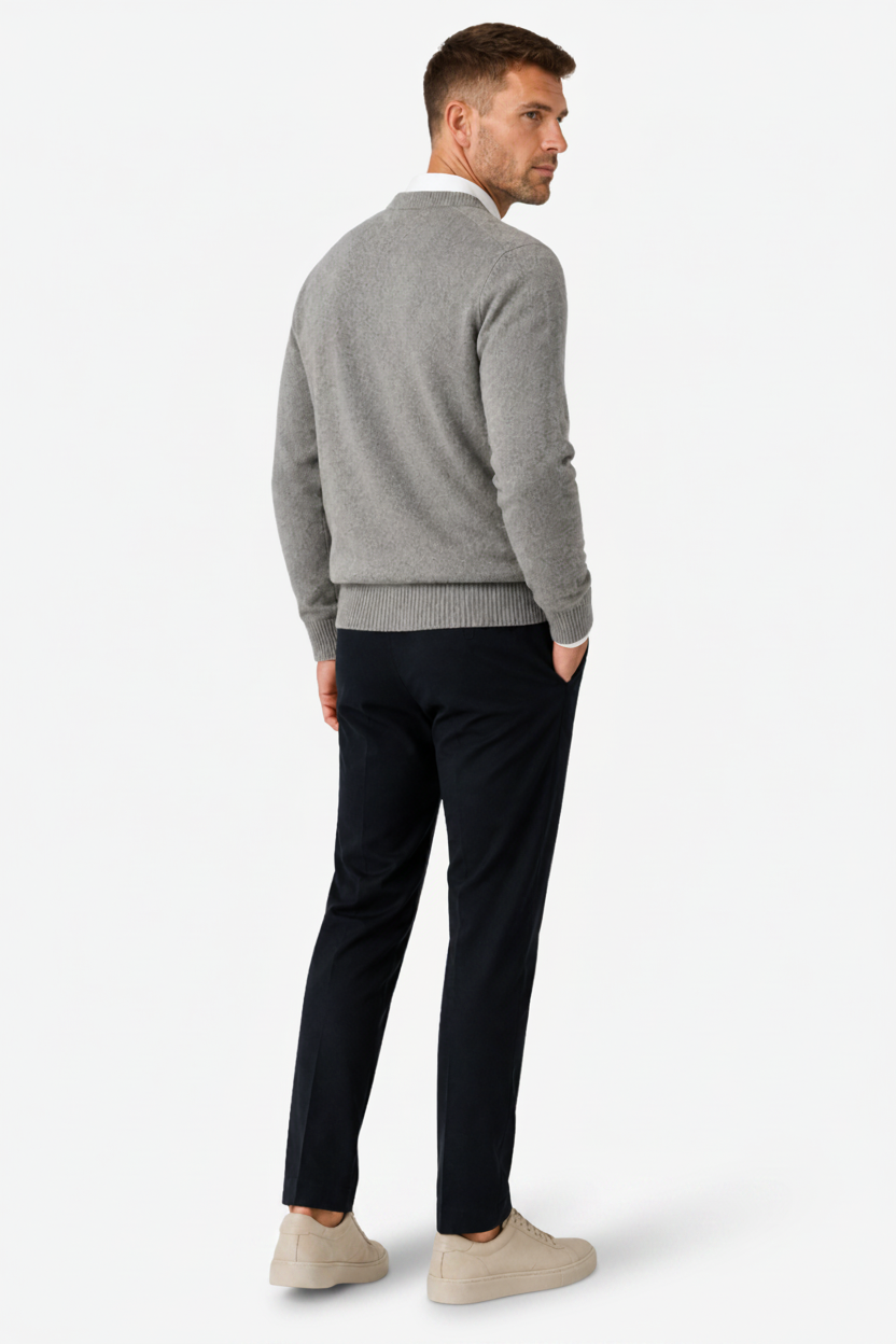 VALERIQUE | Pull Col Rond pour Homme – Maille Classique Manches Longues Finitions Côtelées