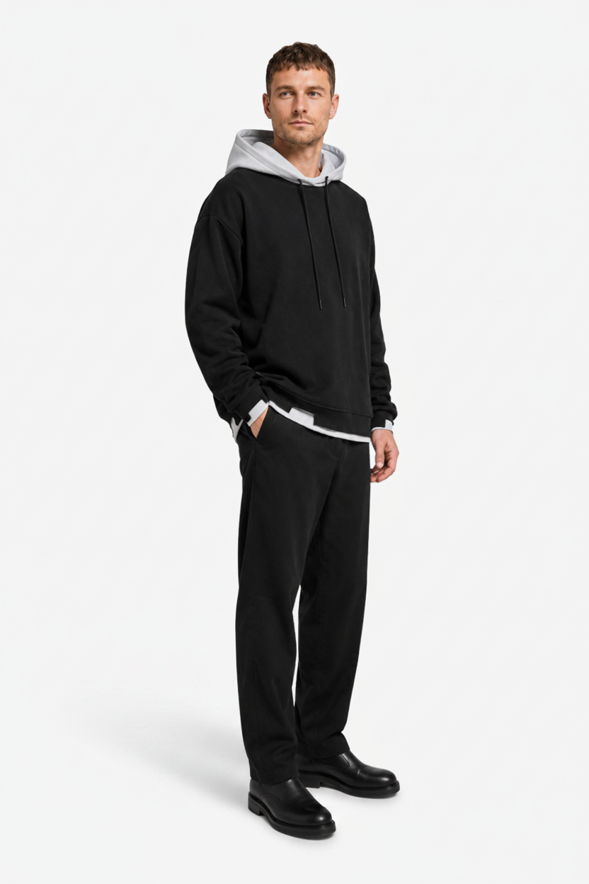 VALERIQUE | Sweat à Capuche Superposé pour Homme – Capuche Contrastante Coupe Décontractée à Enfiler
