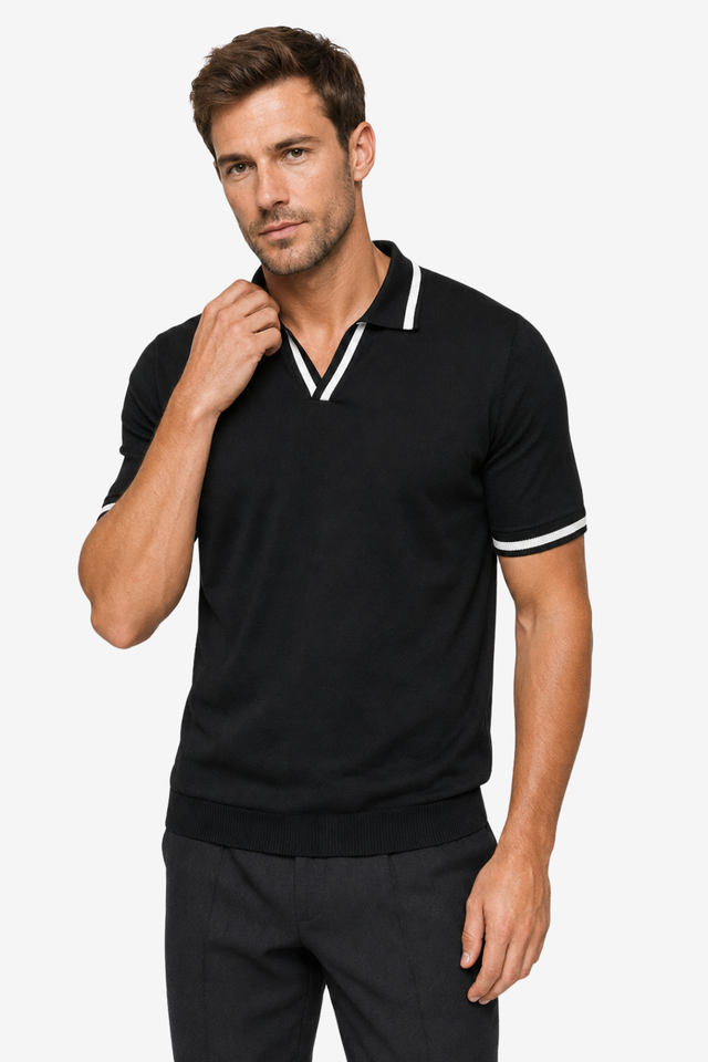 VALERIQUE | Homme Polo en coton coupe ajustée manches courtes col contrasté style décontracté