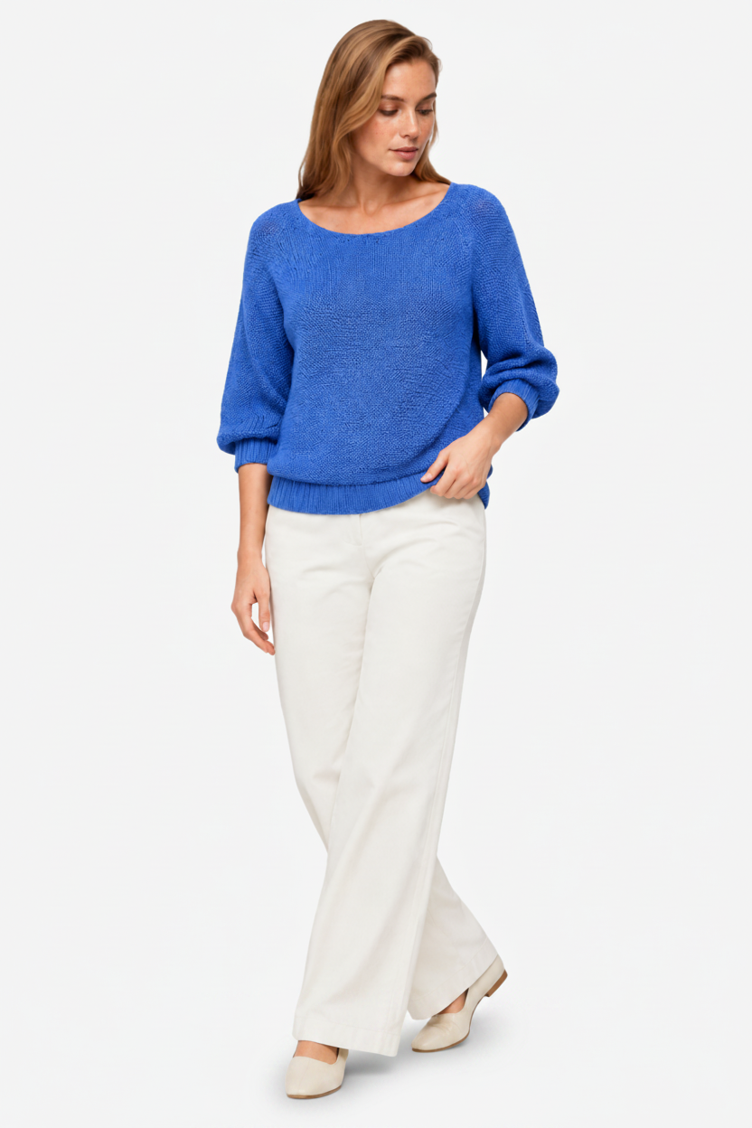 VALERIQUE | Pull en maille à manches longues pour femme – Col rond et coupe décontractée