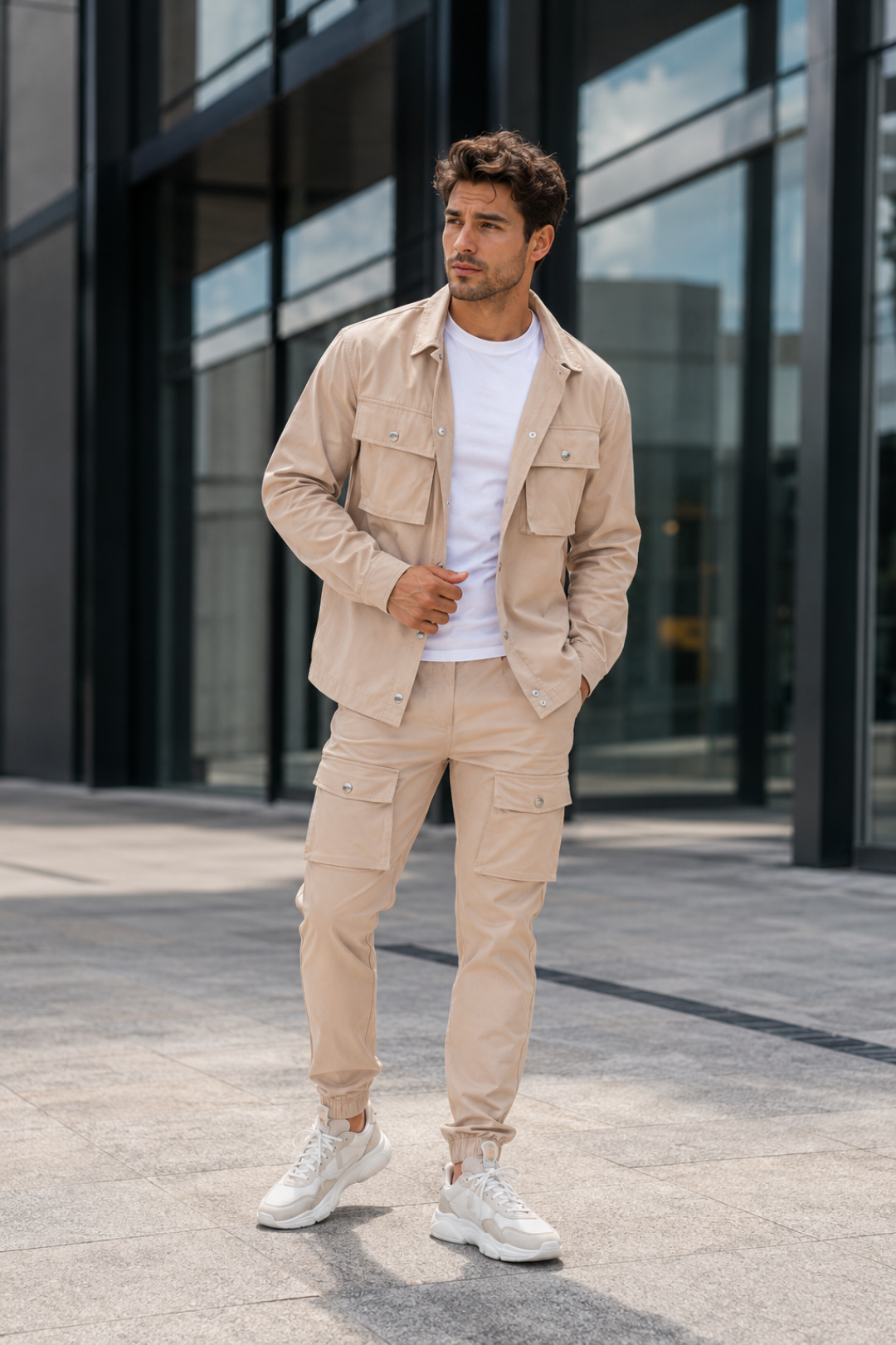 VALERIQUE | Ensemble Cargo Deux Pièces pour Homme – Veste Utilitaire Pantalon Coordonné