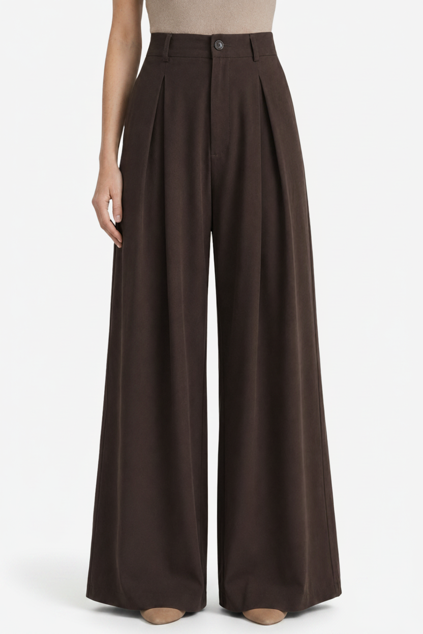 VALERIQUE | Pantalon Large Plissé Jacquard pour Femme – Élégance Fluide