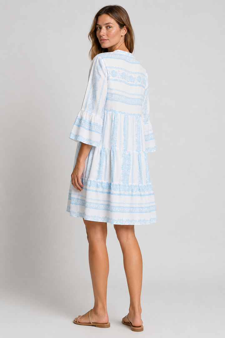 VALERIQUE | Robe Midi Ample pour Femme – Col V et Boutonnée