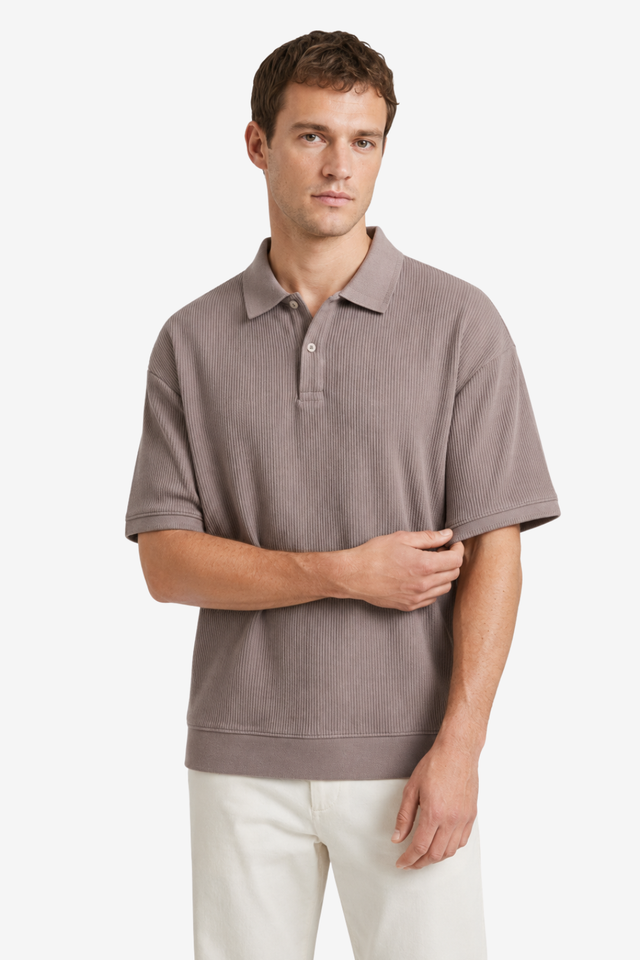 Valerique | Polo Homme en Coton Maille Côtelée – Col Classique Décontracté