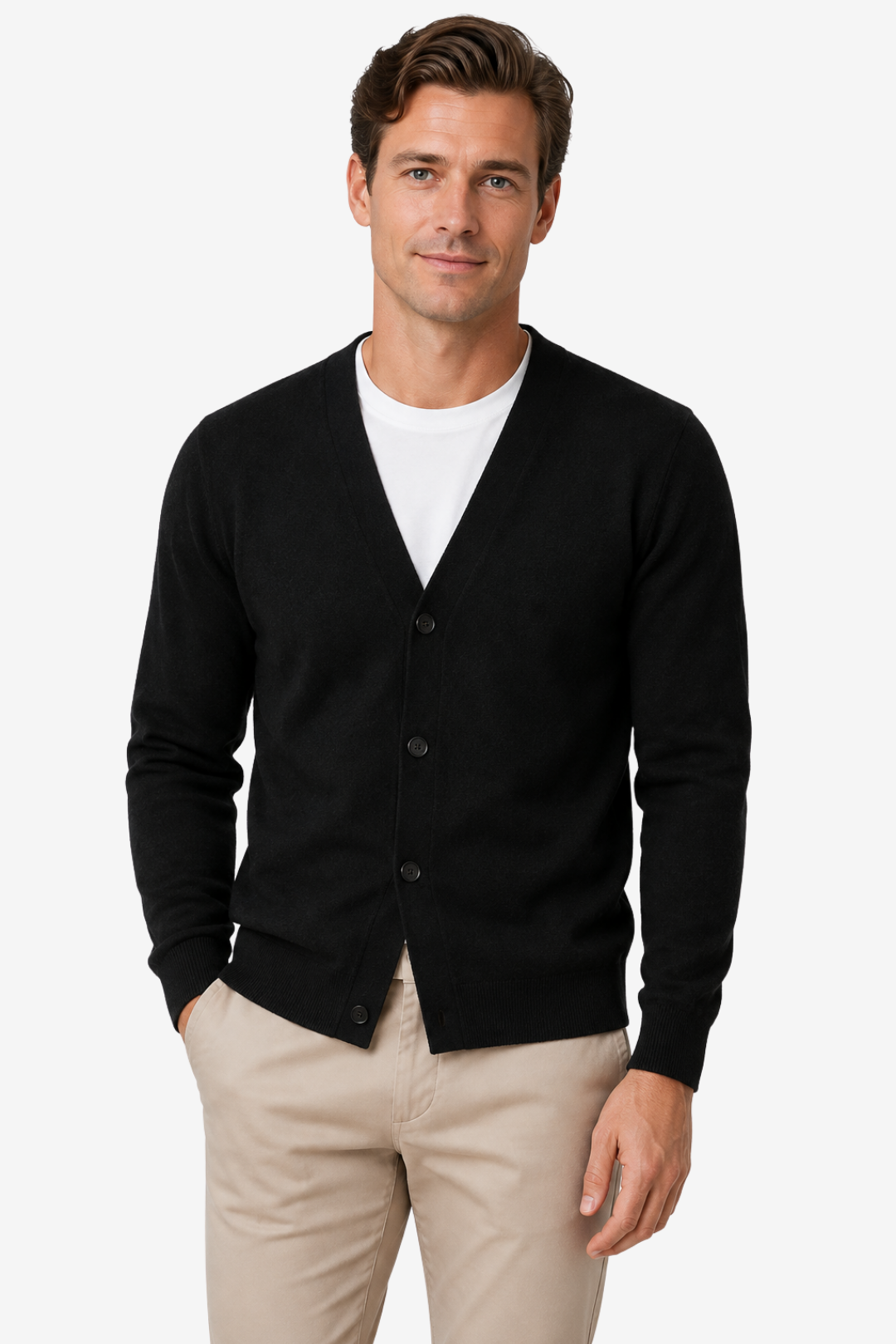 VALERIQUE | Cardigan Homme en Laine Mérinos – Design Classique à Boutons