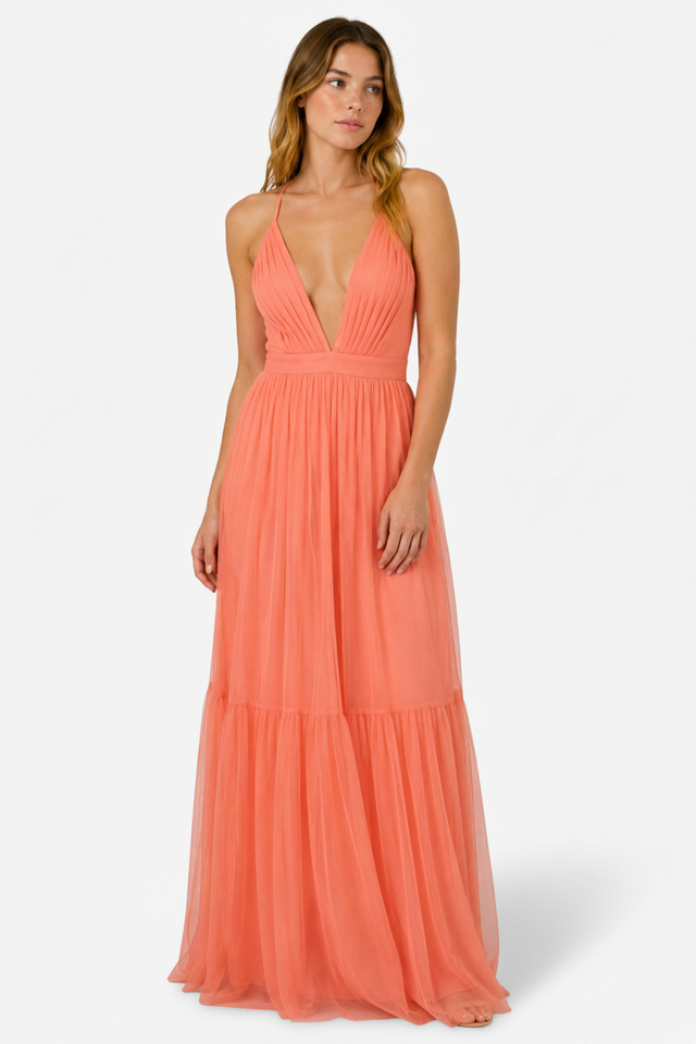 VALERIQUE | Femme Robe longue à fines bretelles coupe évasée détail plissé style fluide