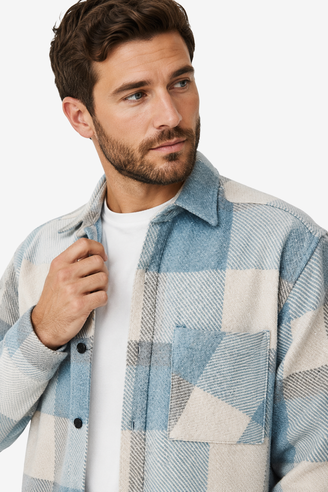 VALERIQUE | Surchemise à Carreaux pour Homme – Fermeture Boutonnée Poche Poitrine Design Décontracté