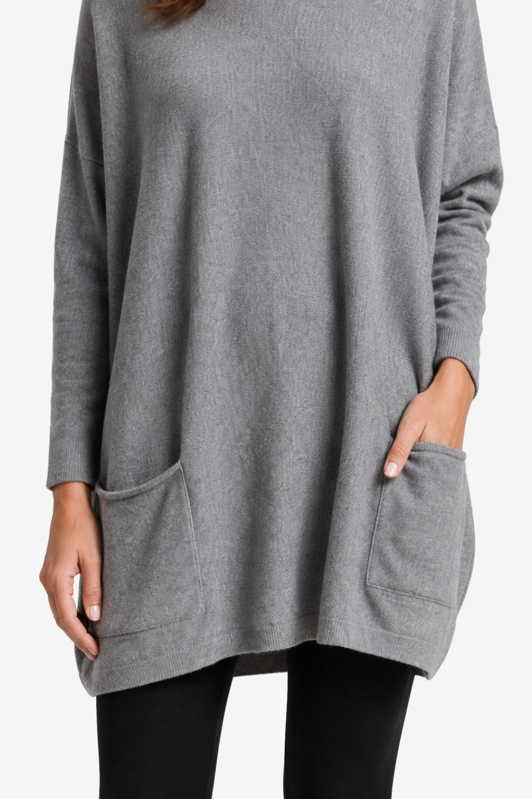 VALERIQUE | Haut Tunique Oversize pour Femme – Manches Longues Poches Latérales Design Décontracté
