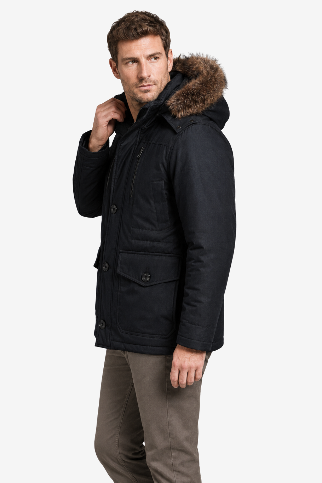 VALERIQUE | Veste d'Hiver à Capuche pour Homme – Bordure en Fausse Fourrure et Conception Isolante pour l'Extérieur