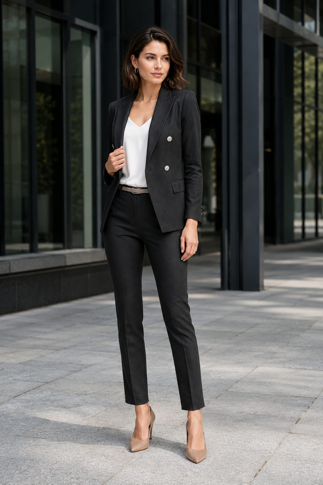 VALERIQUE | Ensemble Tailleur Deux Pièces pour Femme – Blazer Croisé Pantalon Ajusté Design Élégant