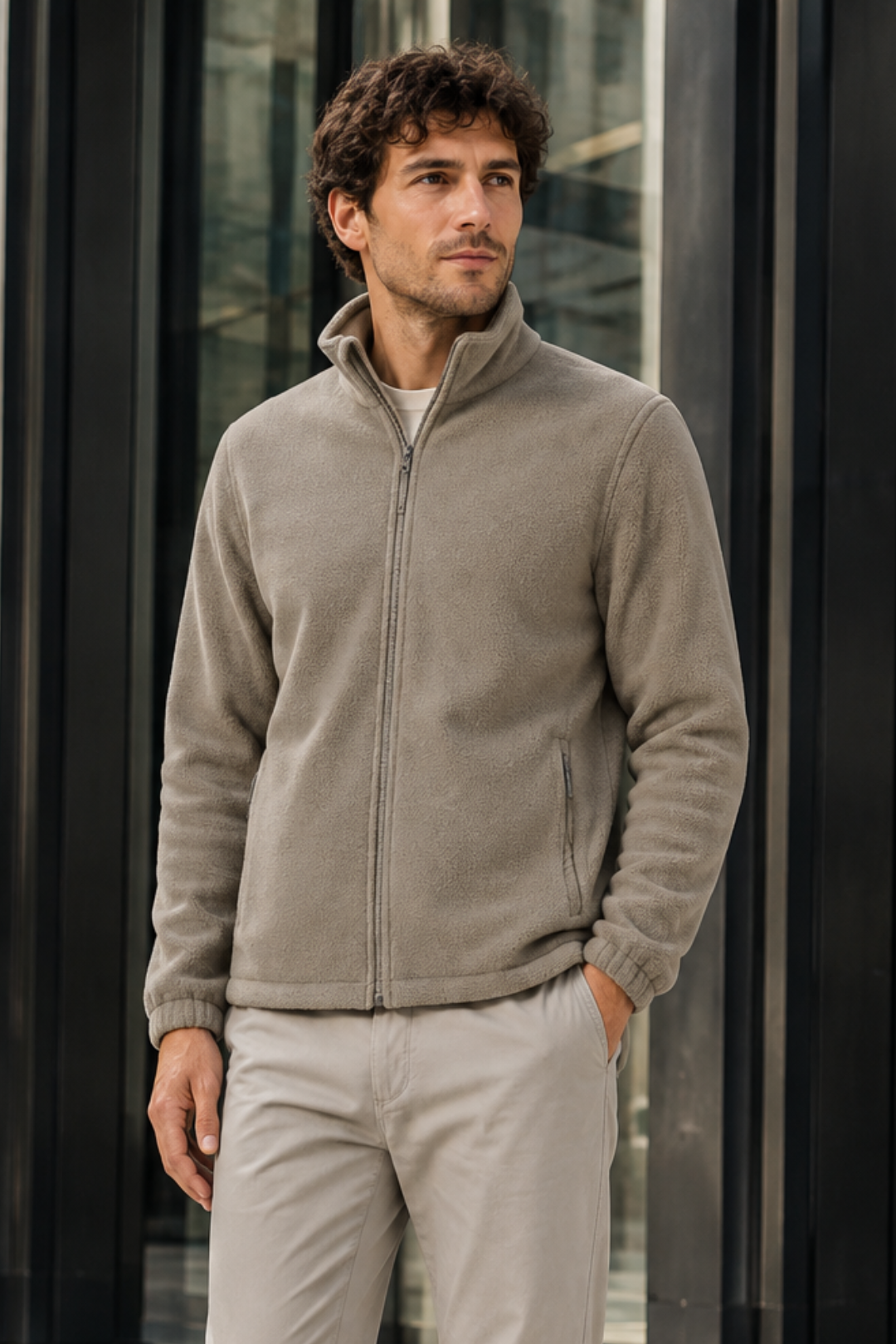 VALERIQUE | Veste Polaire pour Homme – Col Montant Fermeture Zippée Design Extérieur