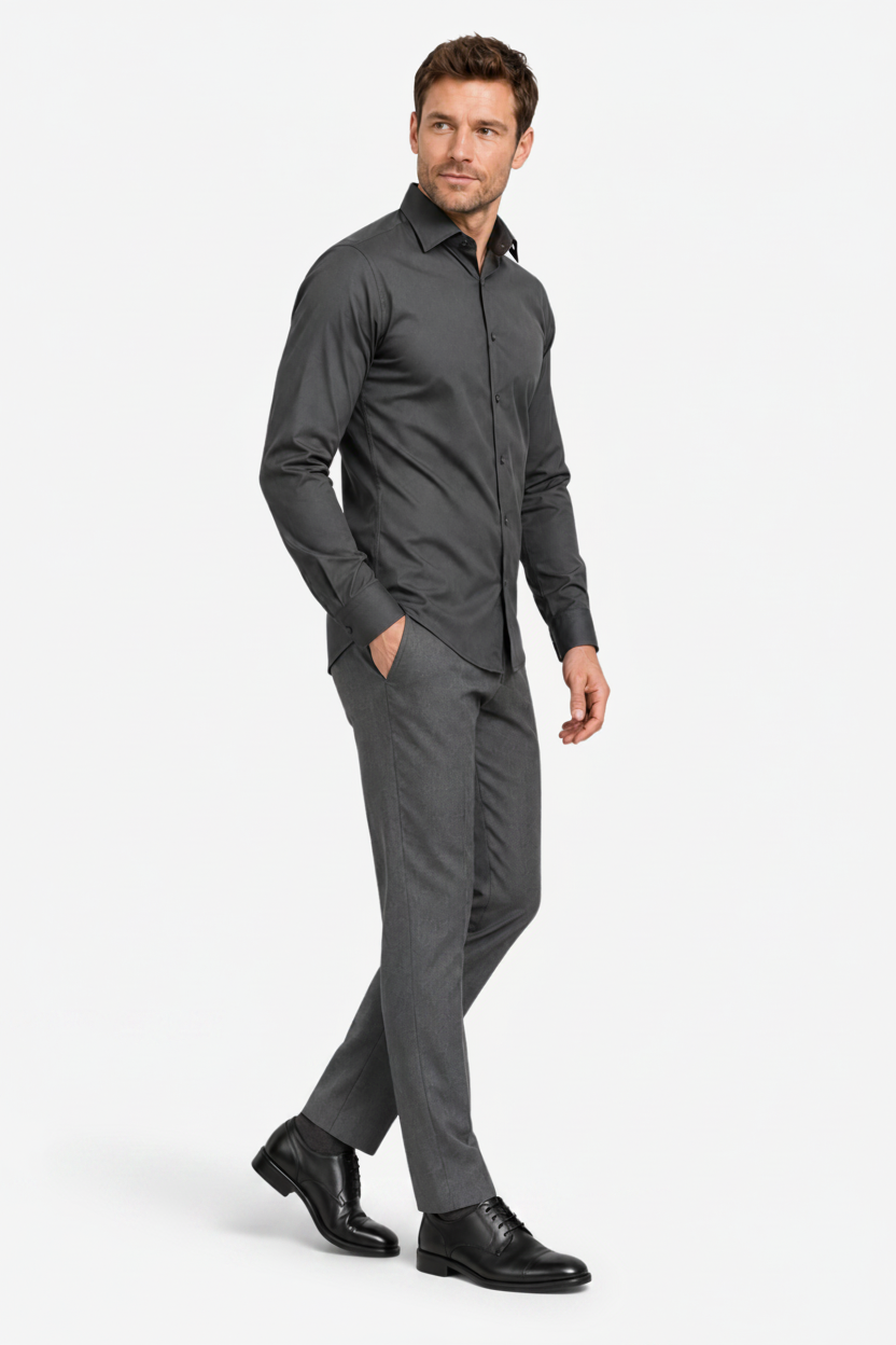 VALERIQUE | Homme Chemise en coton coupe ajustée manches longues style décontracté