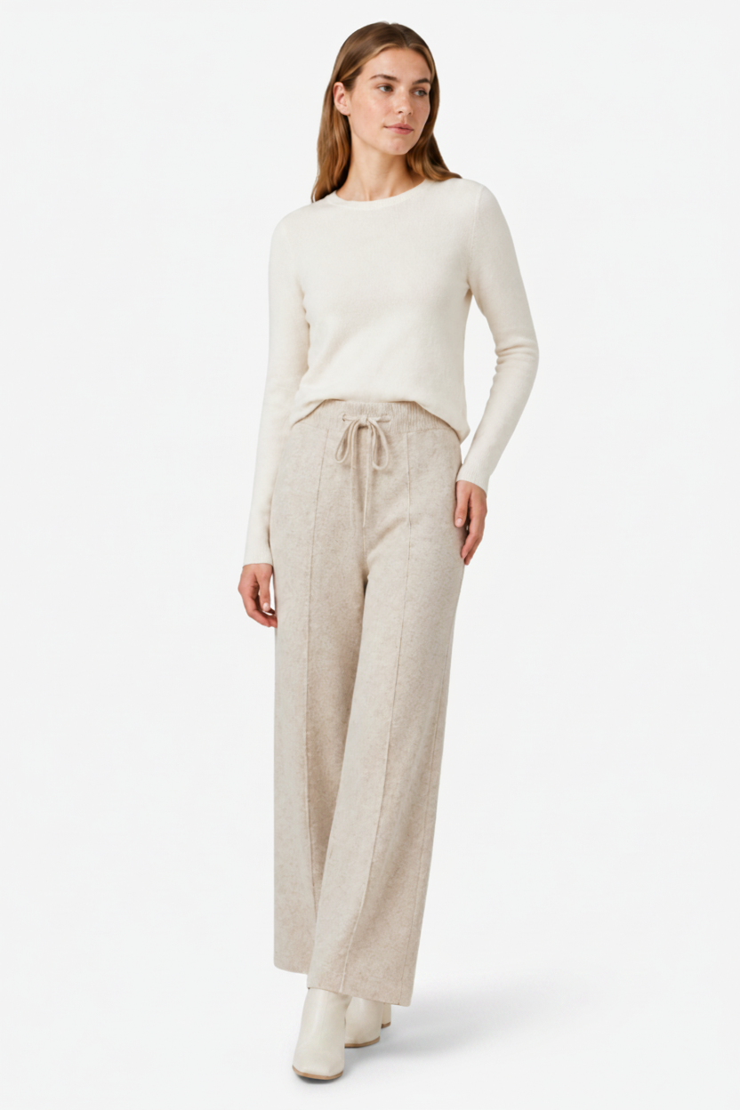VALERIQUE | Pantalon Large en Laine Pure pour Femme – Élégance Décontractée