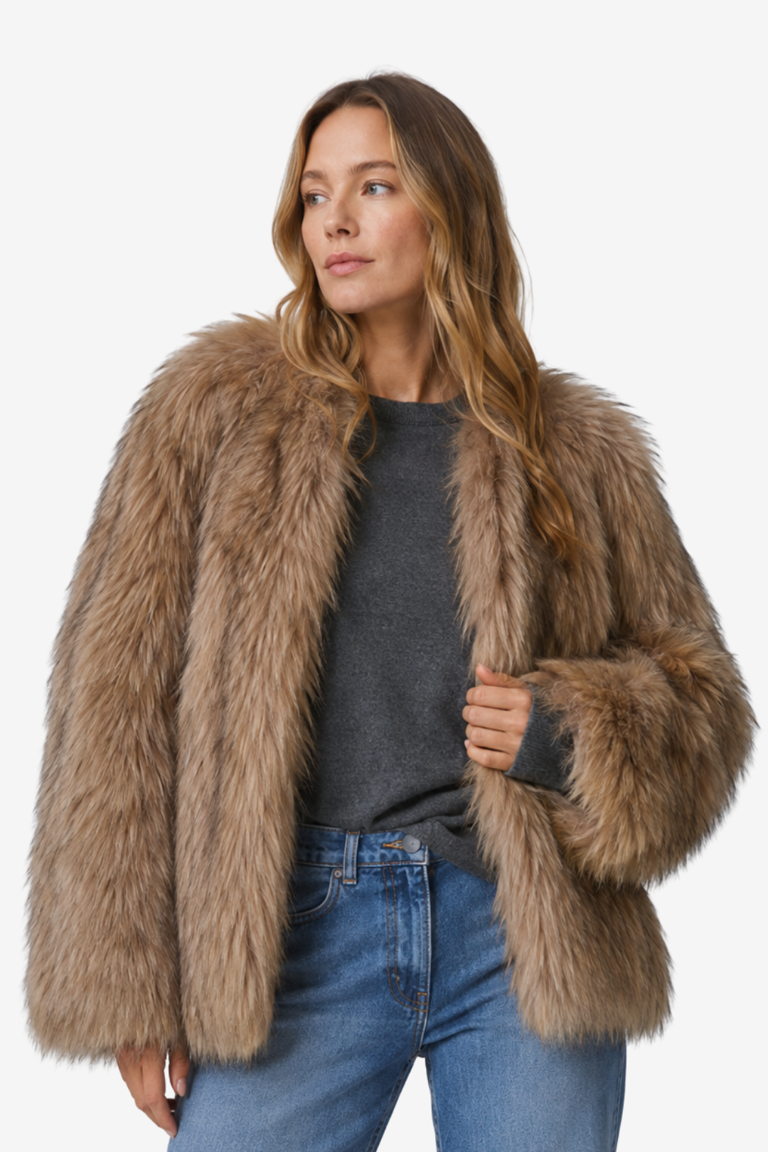 VALERIQUE | Veste en Fausse Fourrure pour Femme – Texture Pelucheuse Design Hivernal Décontracté