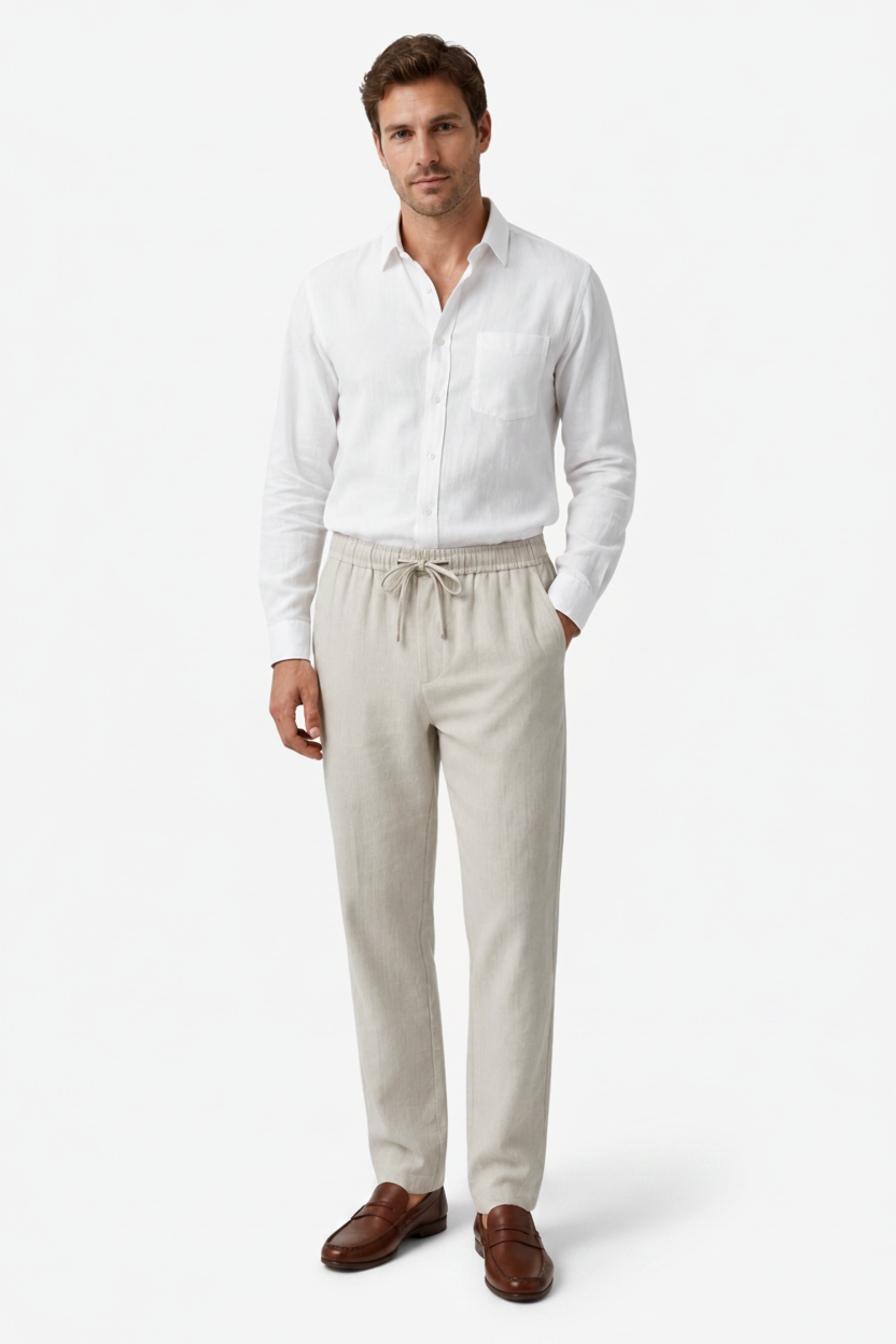 VALERIQUE | Pantalon en Lin Léger pour Homme – Coupe Ample