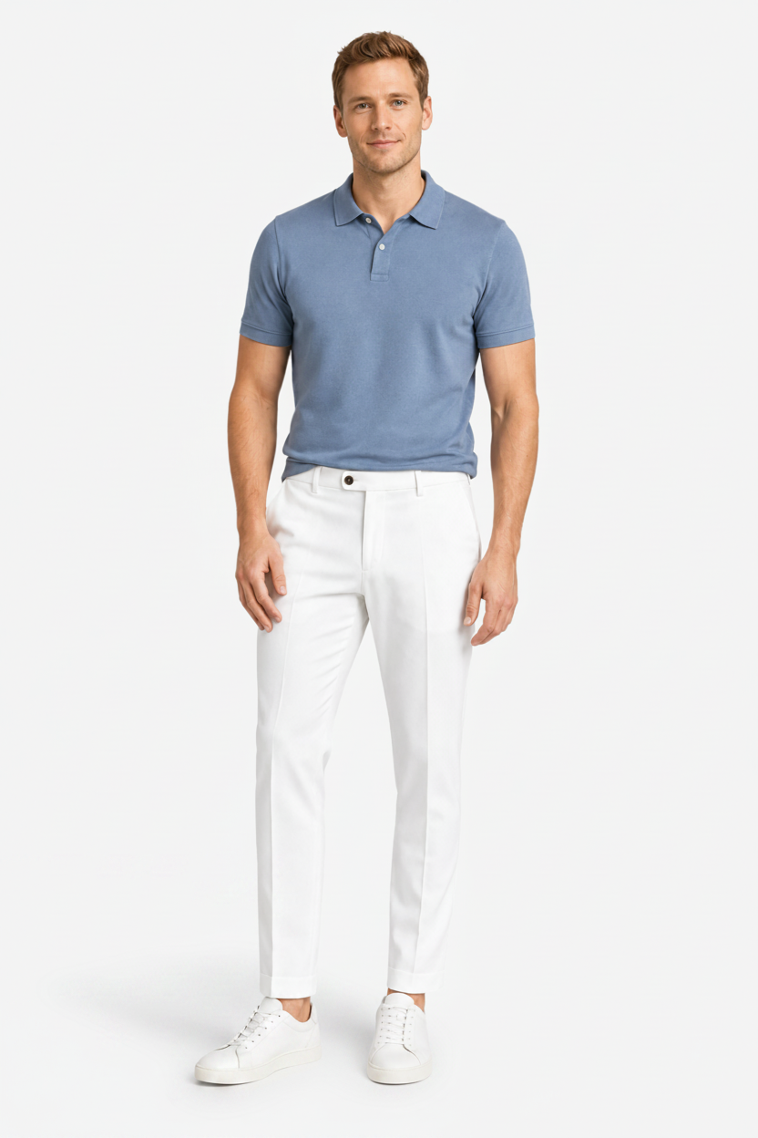 VALERIQUE | Pantalon Homme Coupe Slim en Mélange de Coton – Style Tailleur Moderne