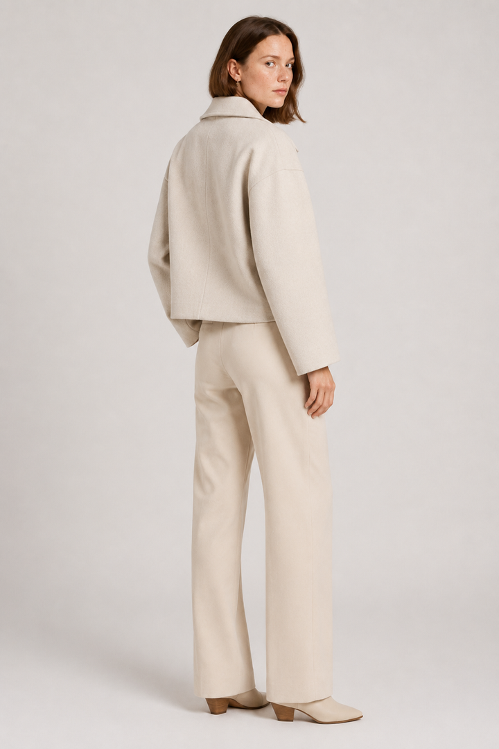 VALERIQUE | Manteau Court Double Boutonnage pour Femme - Beige, Marron et Noir