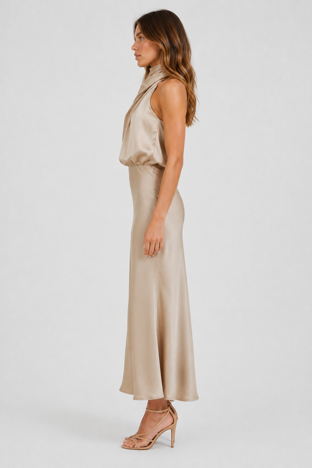 VALERIQUE | Robe Coton Col Halter pour Femme – Coupe Midi