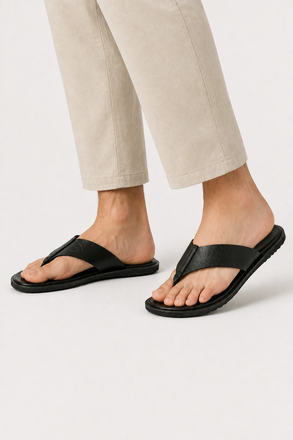 VALERIQUE | Sandales Plates en Similicuir pour Homme