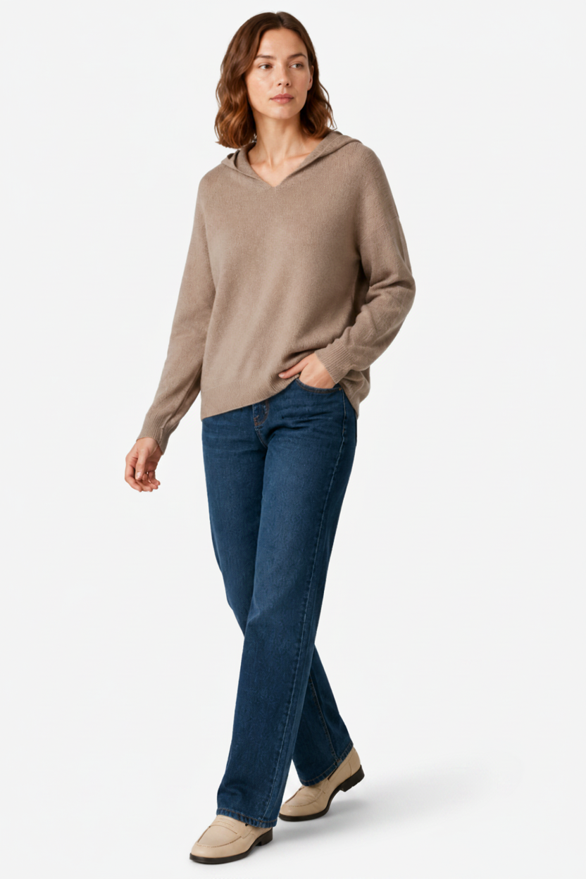 VALERIQUE | Pull à Capuche Décontracté en Laine pour Femme – Coupe Ample