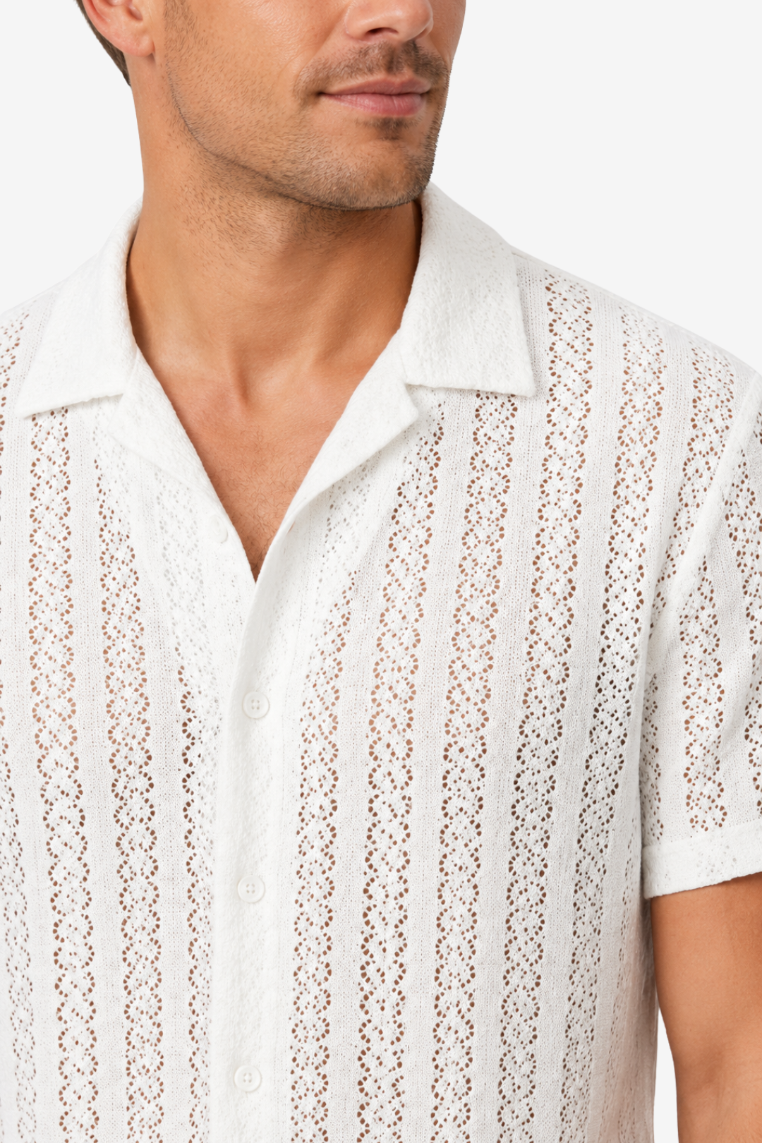 VALERIQUE | Chemise Texturée à Manches Courtes pour Homme – Col Revers et Coupe Classique