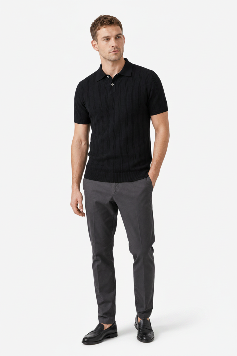 VALERIQUE | Polo Texturé Léger en Coton pour Homme – Col Classique Décontracté