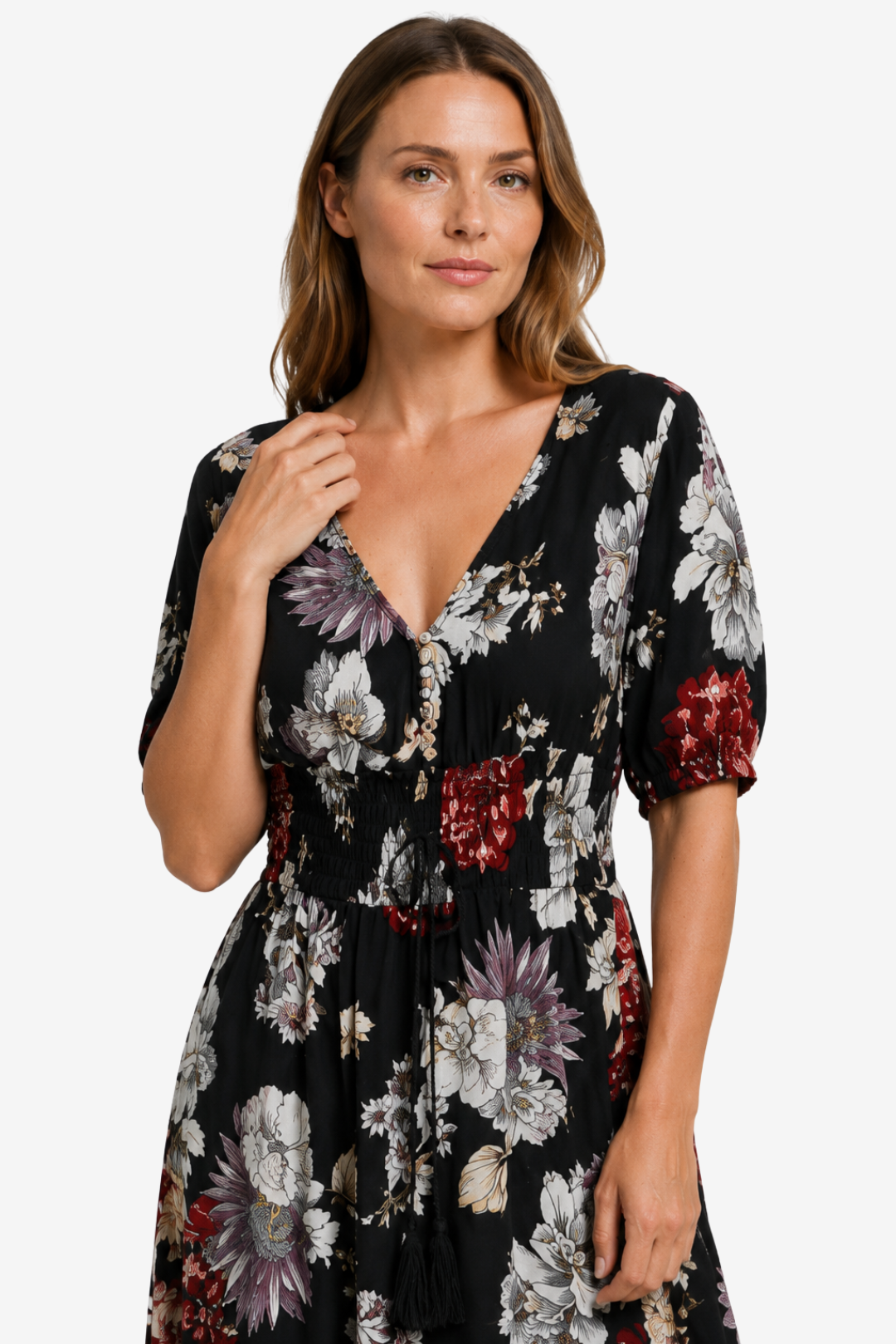 VALERIQUE | Robe Maxi Fleurie pour Femme – Col V