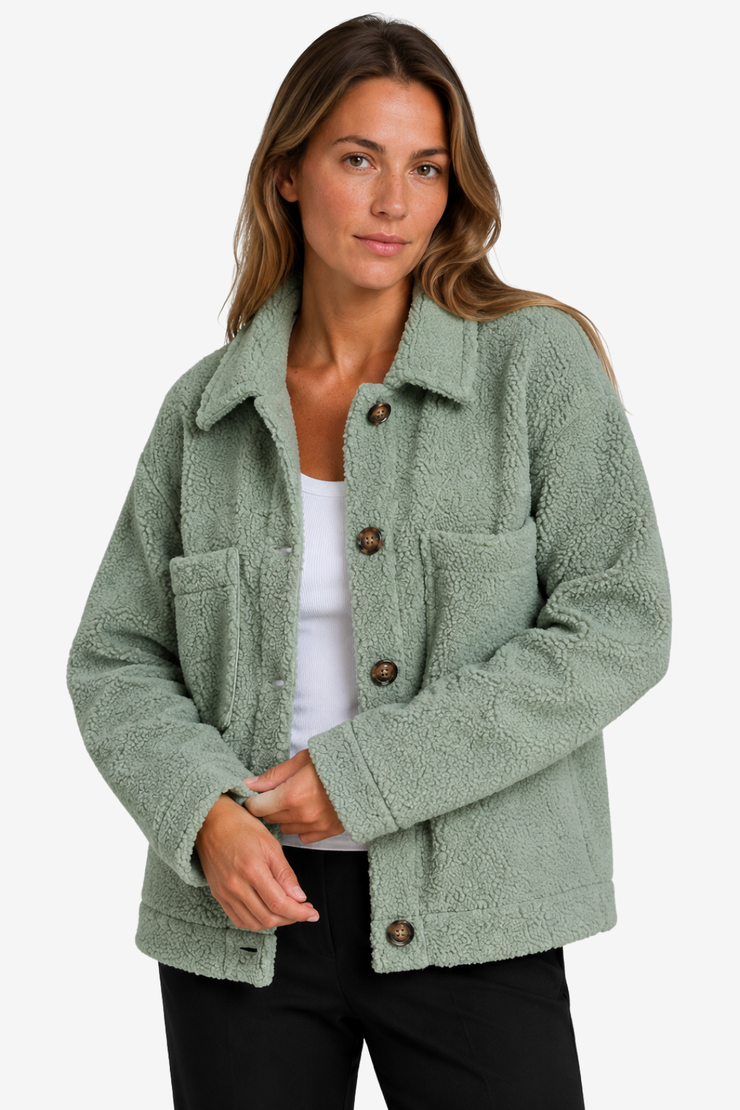 VALERIQUE | Manteau Droit Femme – Polaire Texturée et Poches