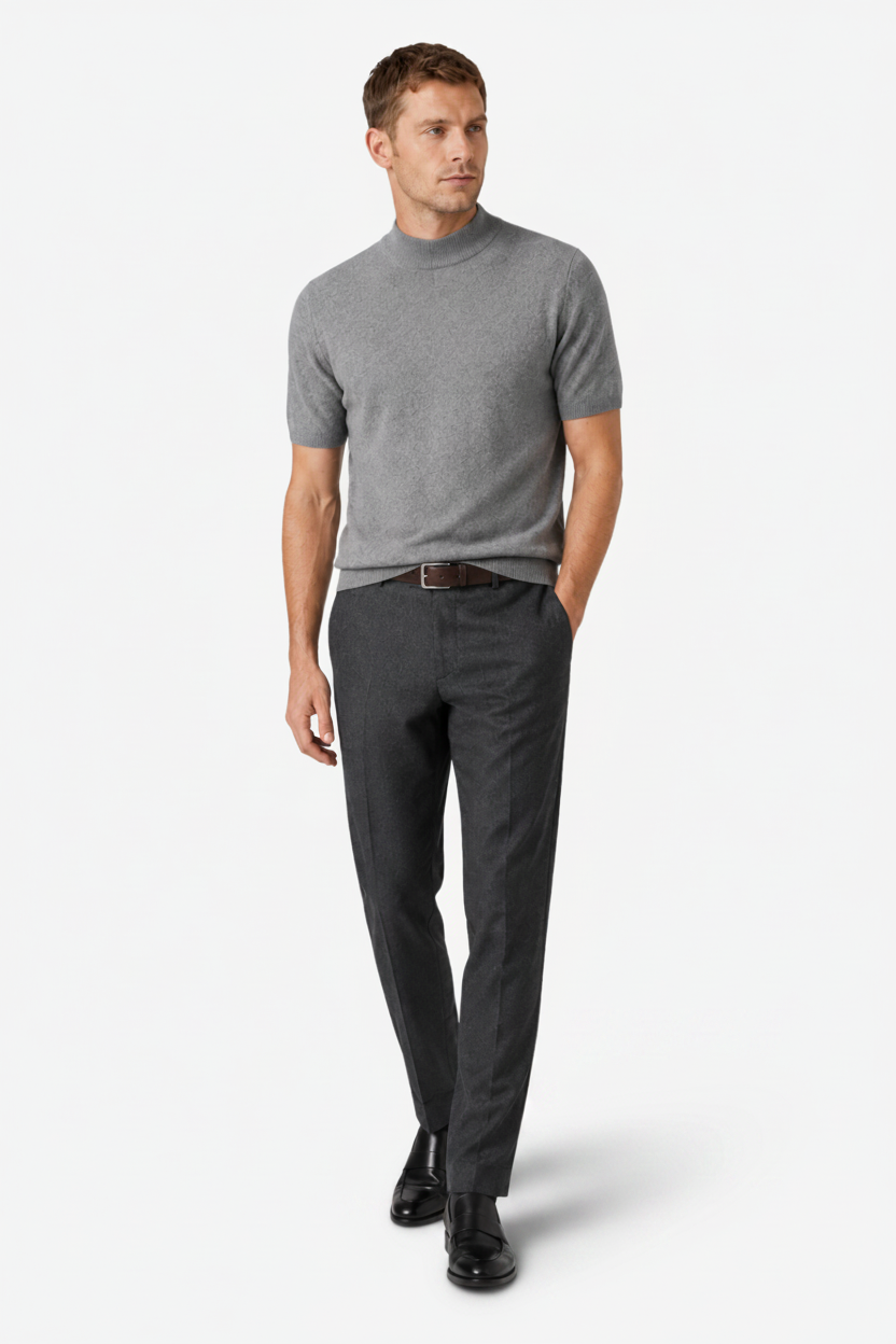 VALERIQUE | T-Shirt Col Montant en Laine pour Homme – Coupe Ajustée