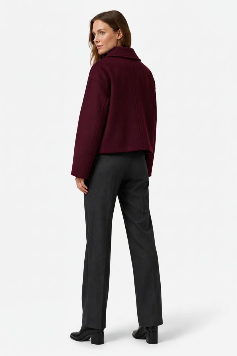 VALERIQUE | Veste courte à double boutonnage pour femme – Col à revers et poches latérales