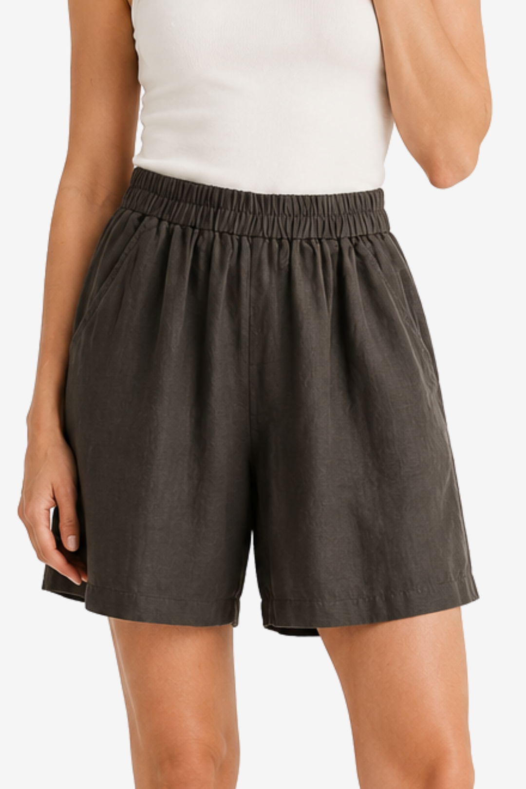 VALERIQUE | Short en Lin pour Femme - Beige et Noir