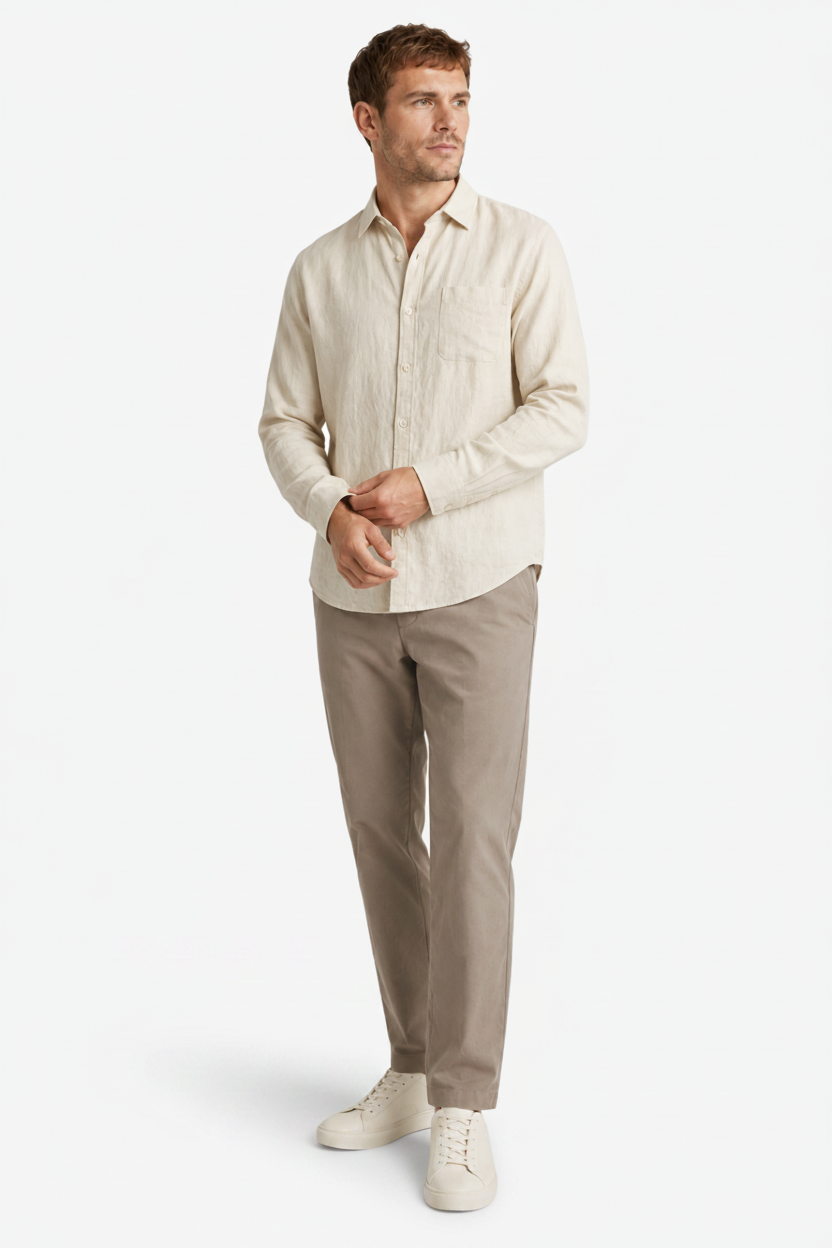 VALERIQUE | Chemise Manches Longues en Lin Léger pour Homme – Style Décontracté