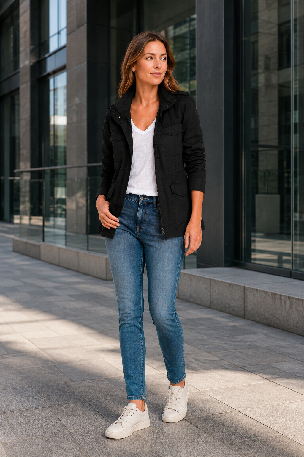 VALERIQUE | Manteau de mi-saison pour femme – Modèle avec poches utilitaires fermeture zippée et boutons-pression