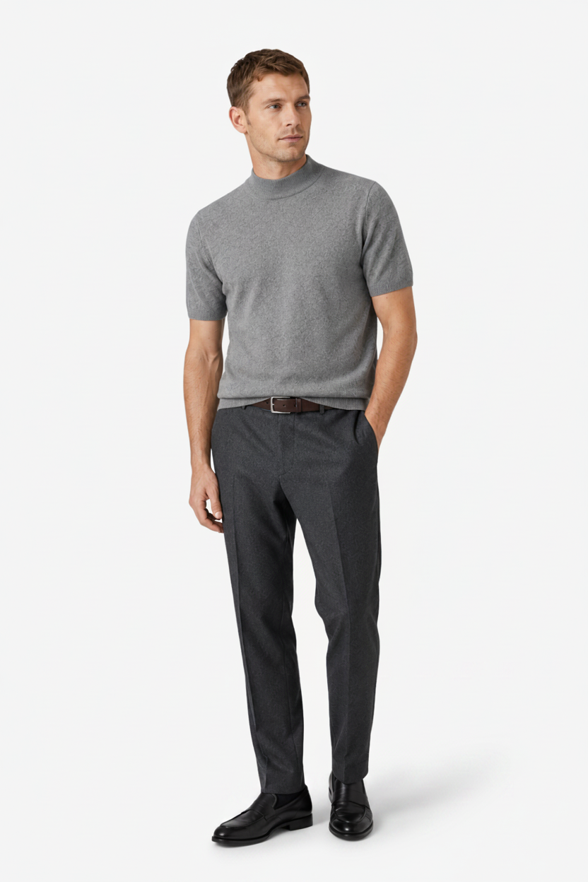 VALERIQUE | T-Shirt Col Montant en Laine pour Homme – Coupe Ajustée