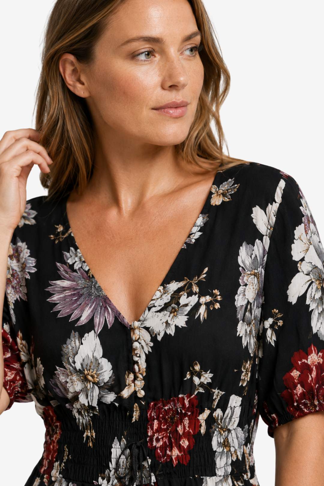 VALERIQUE | Robe Maxi Fleurie pour Femme – Col V