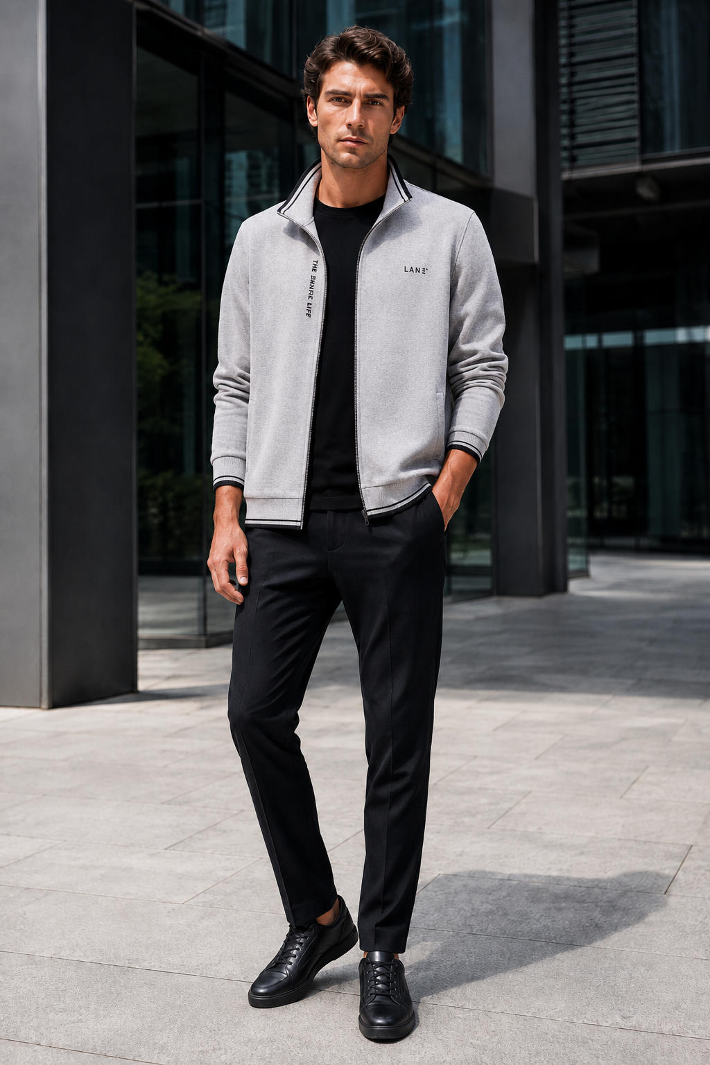 VALERIQUE | Ensemble de Survêtement Homme – Design Zippé avec Col Montant et Finitions Côtelées