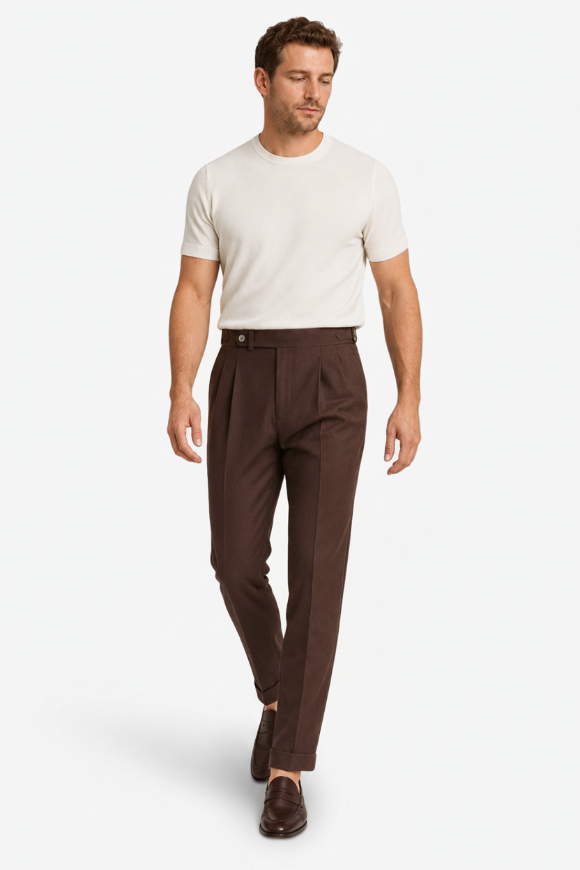 VALERIQUE | Pantalon Homme Tailleur Plissé – Coupe Slim