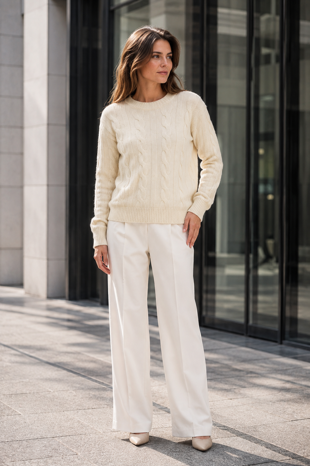 VALERIQUE | Pull en Maille Torsadée pour Femme – Col Rond Manches Longues Design Confortable