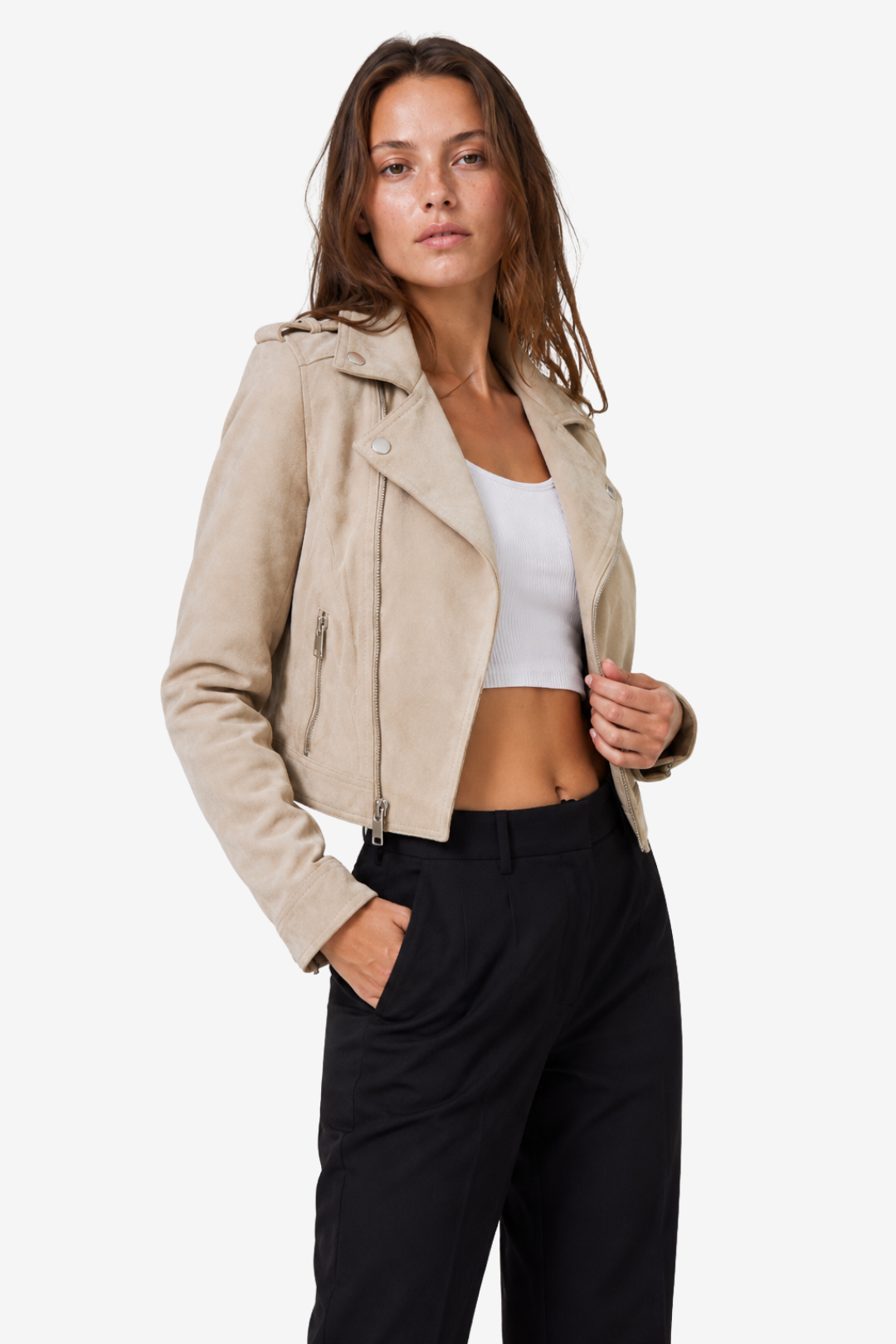 VALERIQUE | Veste en Cuir pour Femme – Coupe Courte Style Biker Fermeture Zippée