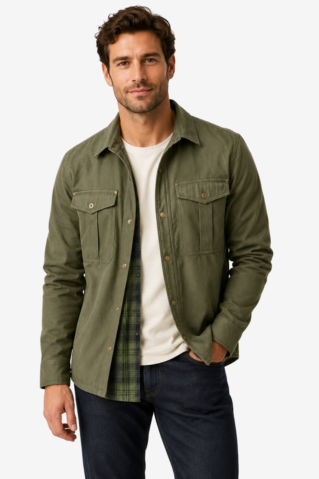 VALERIQUE | Veste Cargo en Coton pour Homme – Col Revers et Coupe Classique
