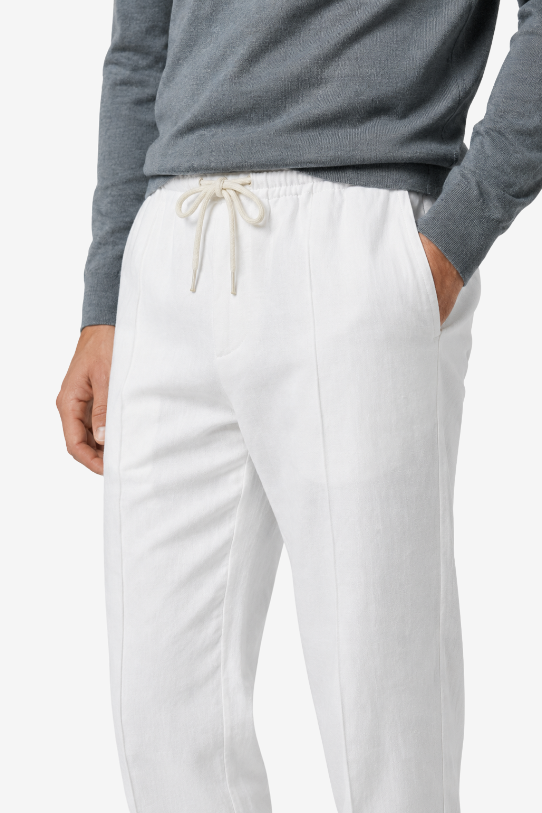 VALERIQUE | Homme Pantalon Décontracté en Mousseline - Taille Élastiquée avec Cordon de Serrage, Poches Latérales