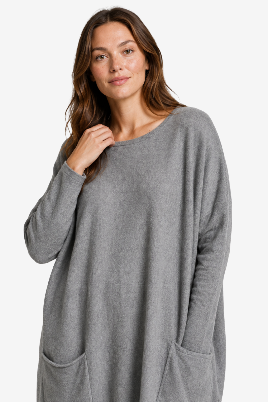 VALERIQUE | Haut Tunique Oversize pour Femme – Manches Longues Poches Latérales Design Décontracté