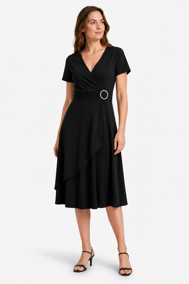 VALERIQUE | Robe de Soirée Asymétrique Col V à Strass pour Femme – Féminité Sculptée