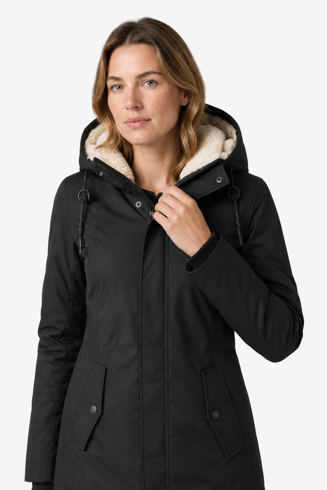 VALERIQUE | Veste d’Hiver à Capuche pour Femme – Doublure Pelucheuse Design Ajusté