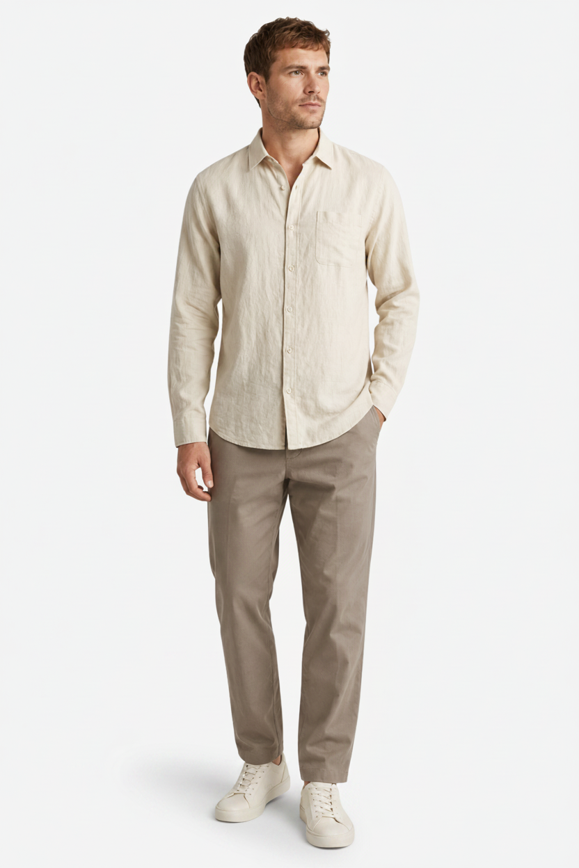 VALERIQUE | Chemise Manches Longues en Lin Léger pour Homme – Style Décontracté