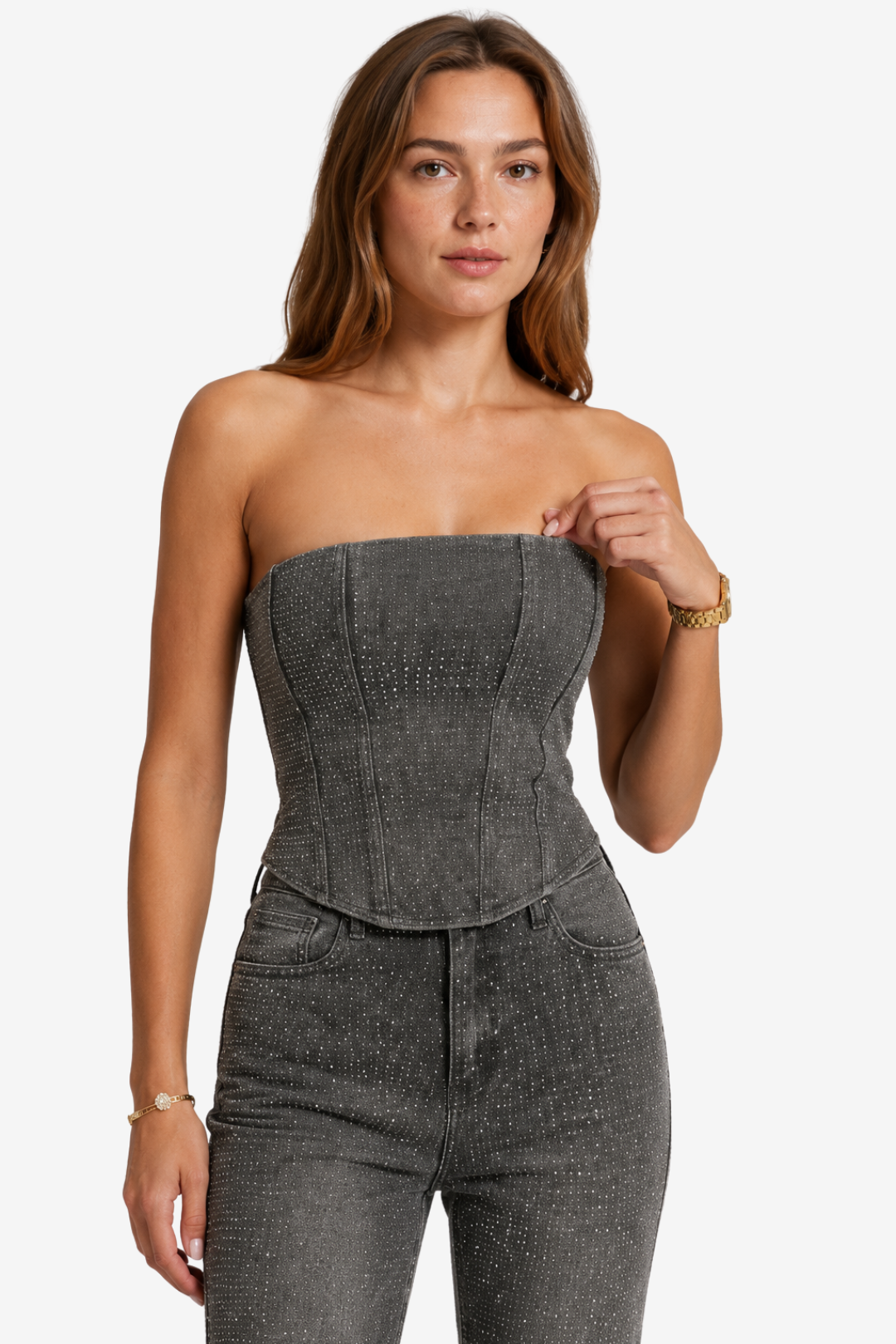 VALERIQUE | Ensemble Bustier et Pantalon en Coton Léger pour Femme – Coupe Ajustée