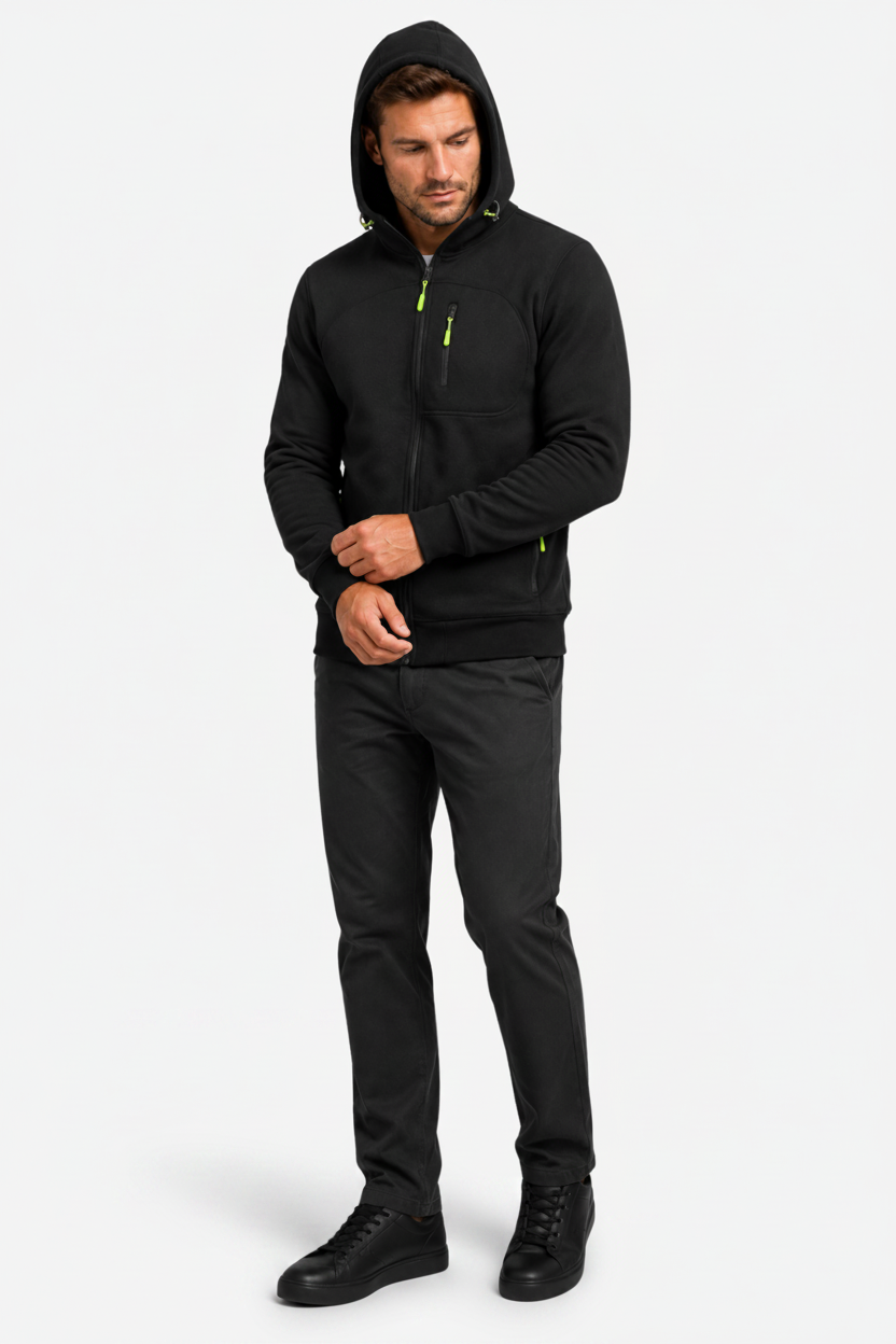 VALERIQUE | Veste polaire zippée pour homme – Modèle à capuche avec plusieurs poches zippées