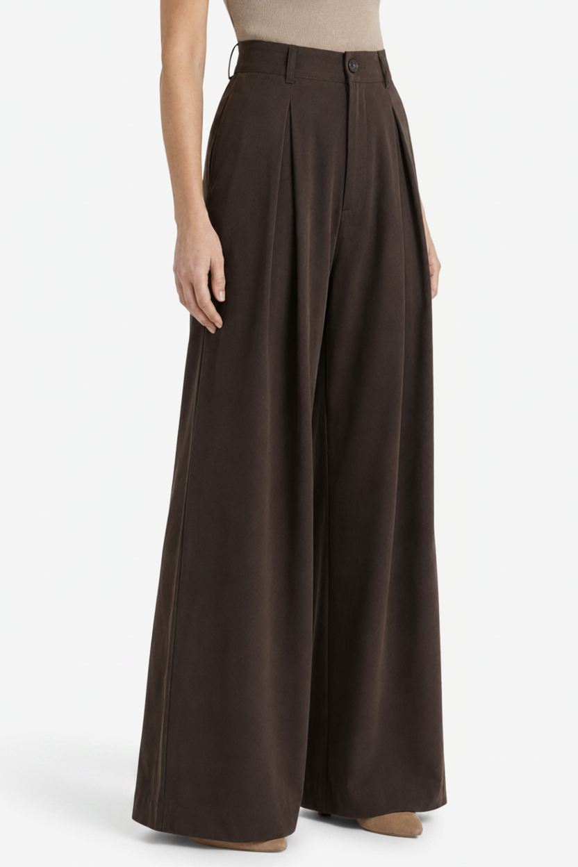 VALERIQUE | Pantalon Large Plissé Jacquard pour Femme – Élégance Fluide