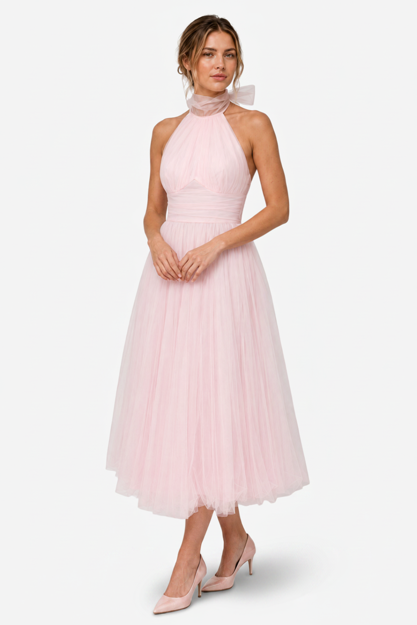 VALERIQUE | Robe Longue Fluide en Coton Léger pour Femme – Col Halter